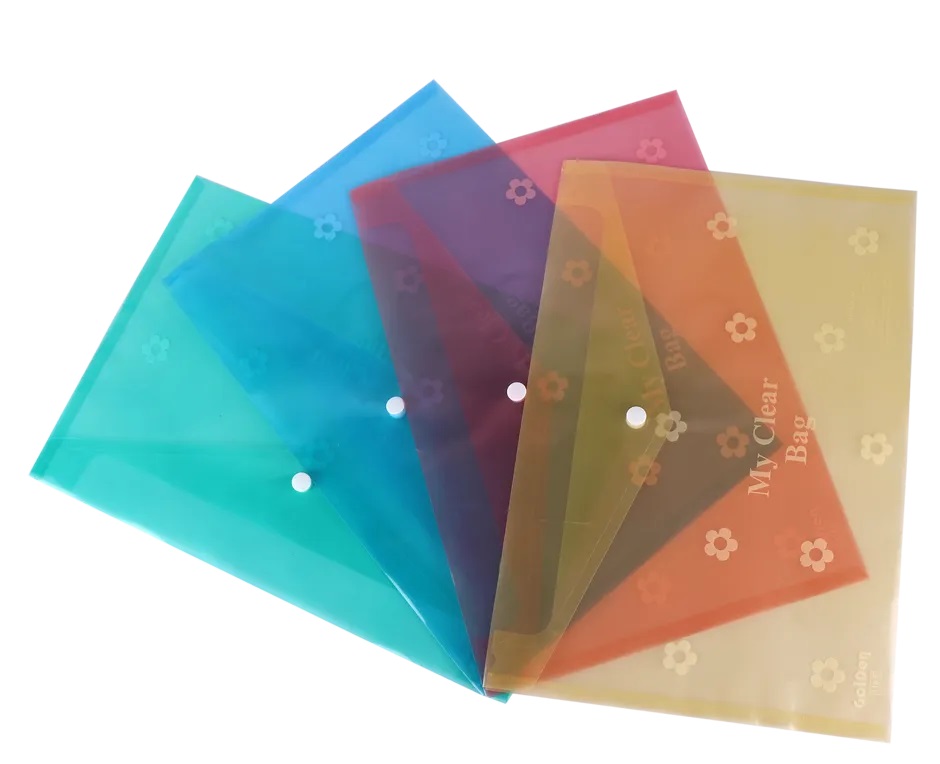 My Clear Bag Transparent Button File Plastic Bag Folder Assorted Colors –  Lahore Stationers